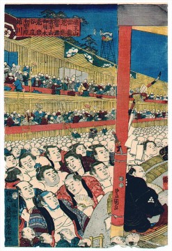 sumo spectators 1853 Utagawa Kunisada Japanese Oil Paintings